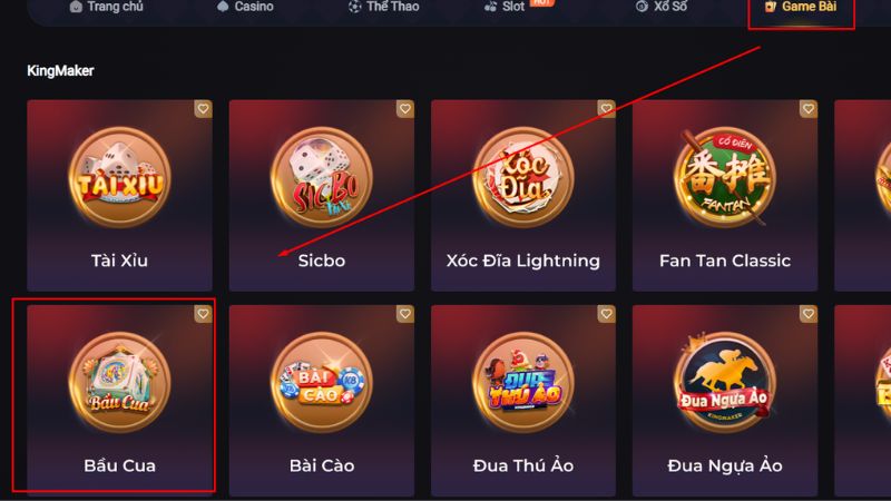 Bầu Cua thuộc mục game bài tại nhà cái K8CC