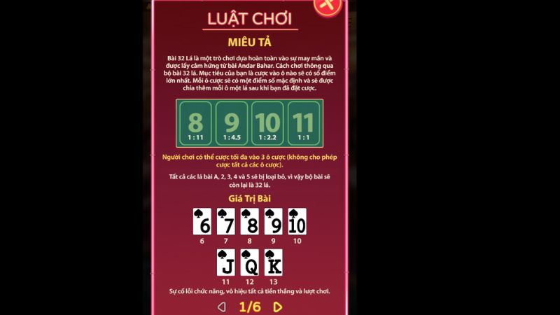 Tham gia game 32 Lá có luật chơi siêu đơn giản
